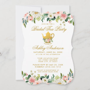 Floral Oro rosa Moral Ducha Tea Fiesta Invitación 