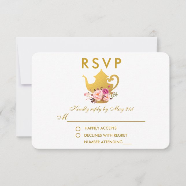 Floral Oro rosa Moral Ducha Tea Fiesta RSVP (Anverso)