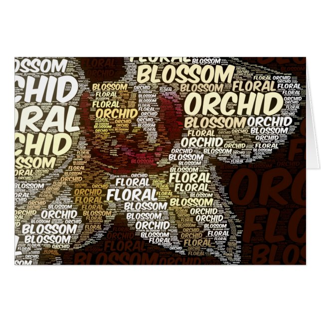 Floral Orquídea Flor Word Cloud Inside Template (Anverso (Horizontal))
