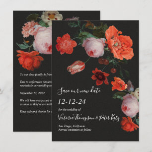 Floral oscura y morada Guardar la invitación de fe