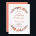 Floral otoñal 50° Invitación a fiesta de cumpleaño<br><div class="desc">El diseño de esta invitación de cumpleaños floral de otoño incluye una hermosa corona con un esquema de color de otoño. Hay más artículos a juego disponibles en mi tienda BaraBomDesign.</div>