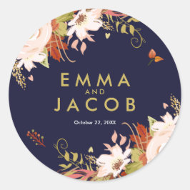 Floral otoño Sello para sobres pegatina Wedding Sh