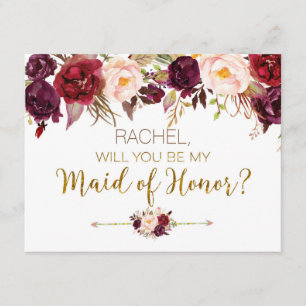 Floral otoño serás mi tarjeta de doncella de honor