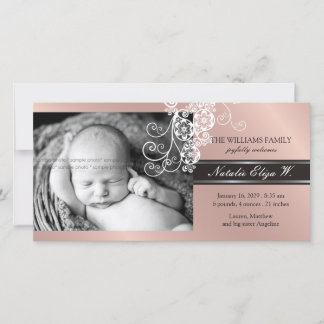 Floral Paisley White Birings Anuncian tarjeta de f