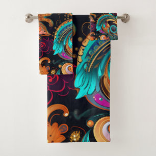 Floral Paisly Swirls Negrita Colorido