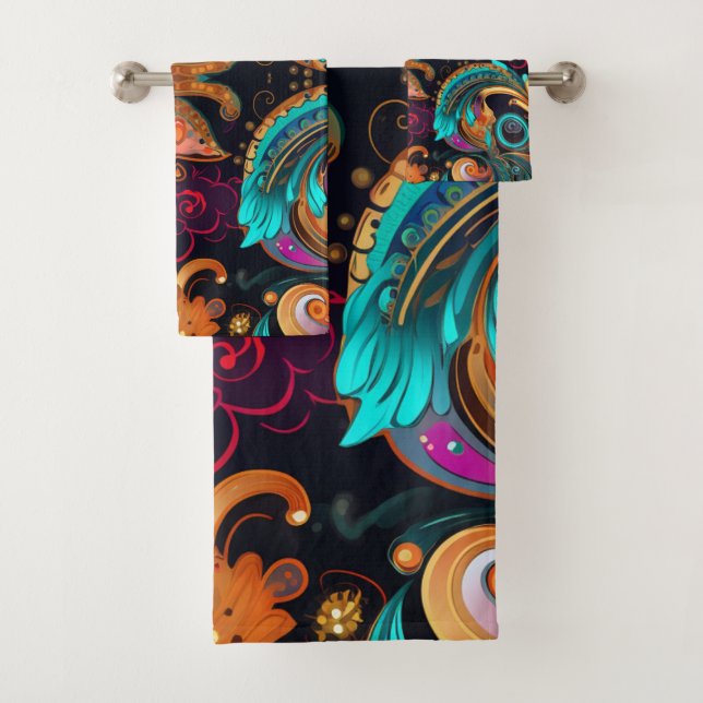 Floral Paisly Swirls Negrita Colorido (In situ)