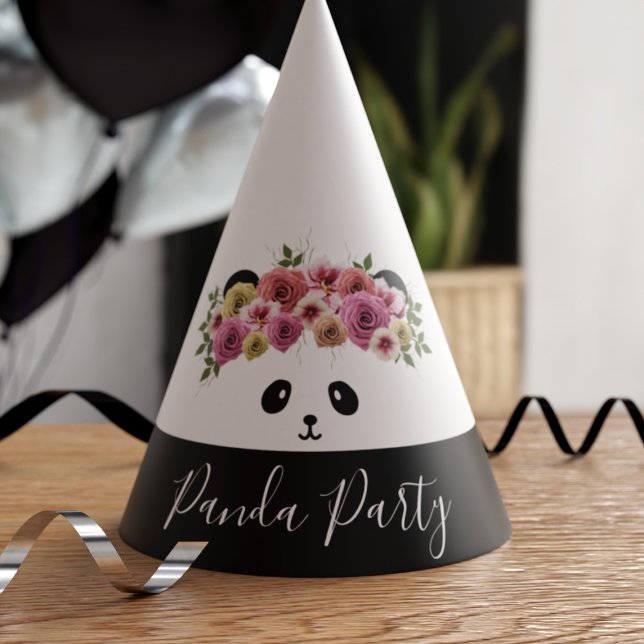 Floral Panda Bear Chica Gorras del partido de cump (🐼 Just add your name! Great for Panda Parties! 🐼)