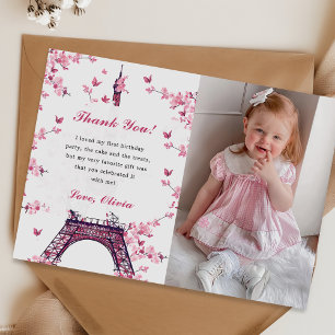 Floral Paris Eiffel Torre Gracias Tarjeta Fotograf
