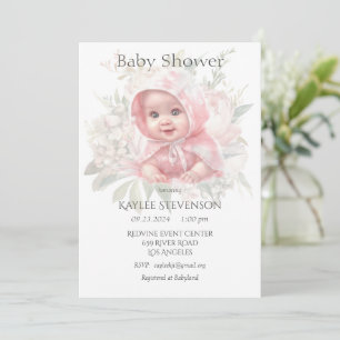 Floral Pastel Bebé Chica Invitación a la ducha