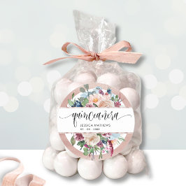 Floral pastel con Sello para sobres de oro Rosa /