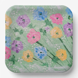 Floral Pastel Divertido, Platos de Papel Cuadrado 