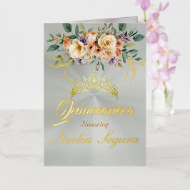 Floral - Pastel Green Quinceanera Foil Invitation