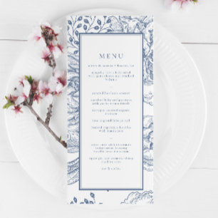 Floral Periwinkle Elegant Wedding Menú de la recep