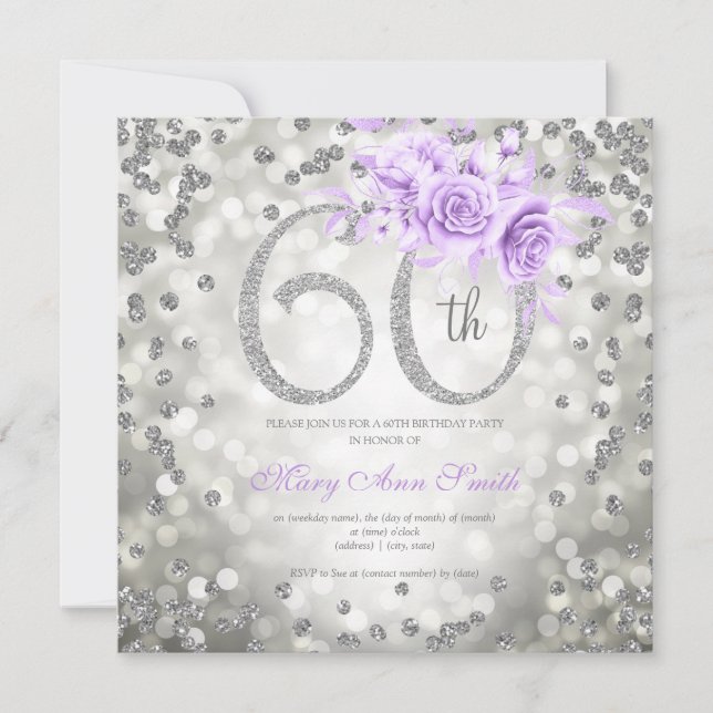 Floral plateada 60º Día de la Luz Glam Púrpura (Anverso)