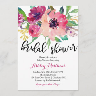 Floral plumas Floral Bridal Shower Invitación