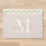 Floral Polka Dots Familia Nombre Cocina Toalla de<br><div class="desc">Toalla de mano de cocina de diseño personalizado con caligrafía personalizada nombre familiar y monograma con elegante acuarela floral sobre un patrón de puntos de polka beige.</div>