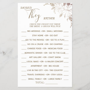 Floral Prefieren ducha tarjeta de juego Flyer