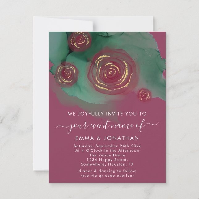 Floral presupuesto Código QR Rosa Berry de oro ros (Anverso)