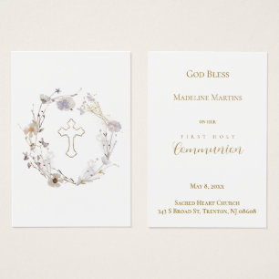 floral Primera tarjeta de recuerdo de la Comunión