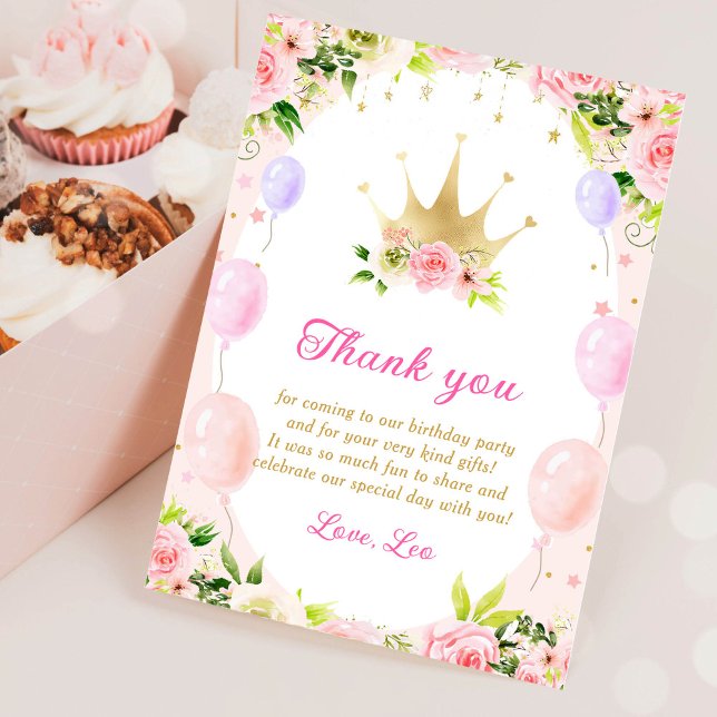 Floral Princesa Crown Primer cumpleaños Tarjeta de (Subido por el creador)