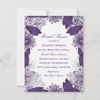 Floral Purple Elegant | Invitación a la ducha de n