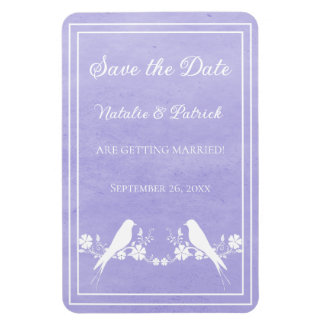 Floral Purple Lovebird Salvar el imán de la fecha