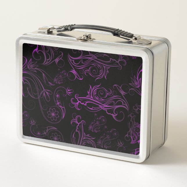 Floral Purple Metalizado Lunch Box (Anverso)