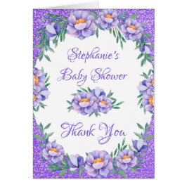 Floral Purple Purpurina Baby Shower Gracias