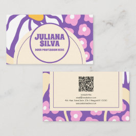Floral Purple Retro con tarjeta de visita QR