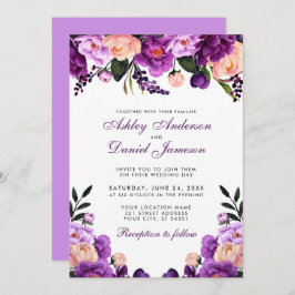 Floral púrpura ultrvioleta | Invitación a la boda 