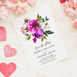 Floral púrpura y vegetación Guardar la invitación 