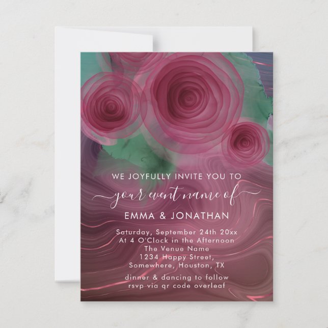 Floral QR Code Marsala Rosa Borgoña (Anverso)