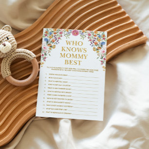 Floral que conoce a mamá mejor tarjeta de juego de