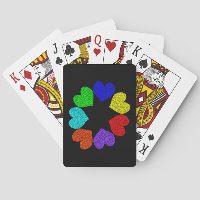 Floral Rainbow Love Hearts Jugando Cartas (Reverso)