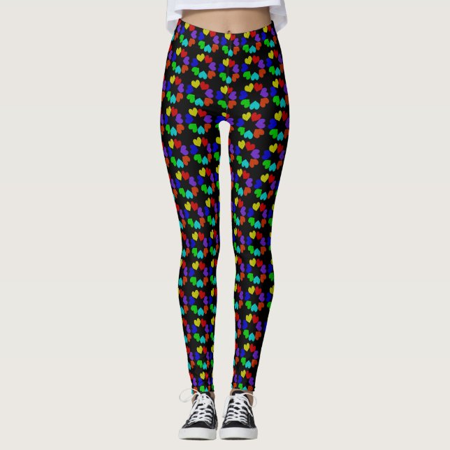Floral Rainbow Love Hearts Leggings (Anverso)