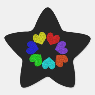 Floral Rainbow Love Hearts Star Pegatinas