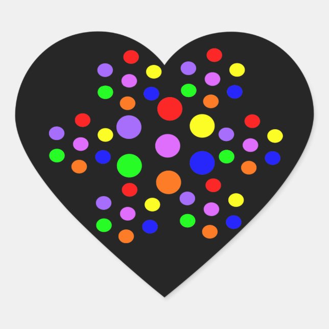 Floral Rainbow Spots Heart Shaped Pegatinas (Anverso)