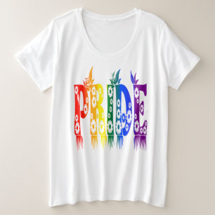 Floral Rainbow Text LGBTQ Gay Pride 2022 T-Shirt
