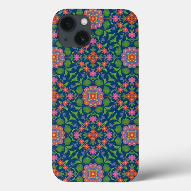 Floral Rangoli, Deep Blue Ipad Mini Funda mate Fun (Reverso)