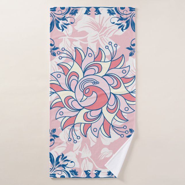 Floral Rangoli Design, Bright Life (Toalla de baño)