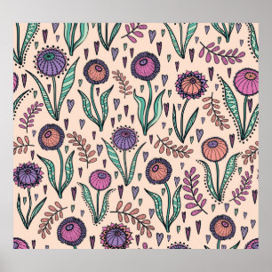 Floral Retro 60: Patrón de decoración residencial