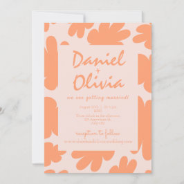 Floral retro beige con invitación a matrimonio de 