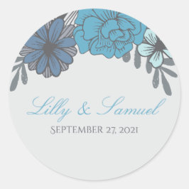 Floral retro, pegatinas de bodas