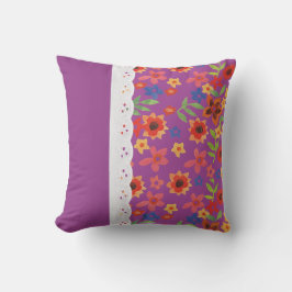 Floral retro sobre magenta, cojín de almohada de e