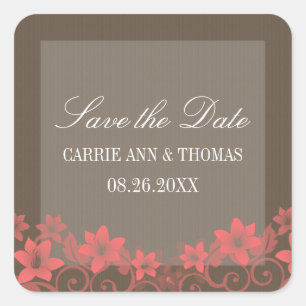 Floral roja rusa salva a los Pegatinas de citas