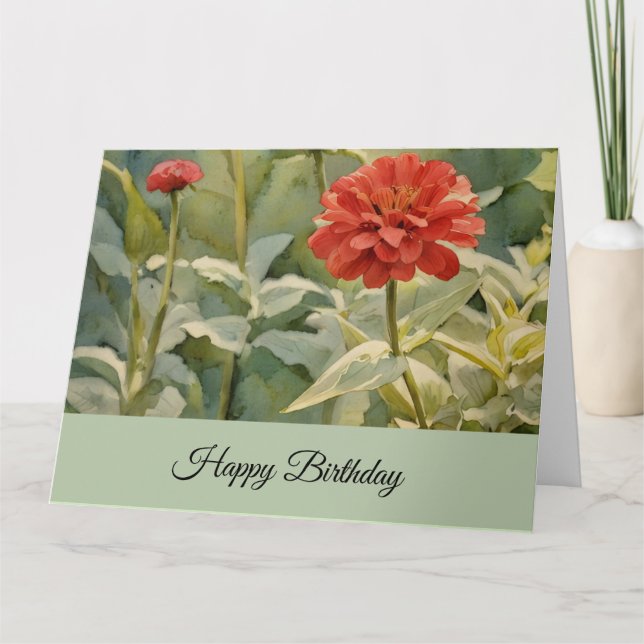 Floral roja - Tarjeta de cumpleaños feliz (Anverso)