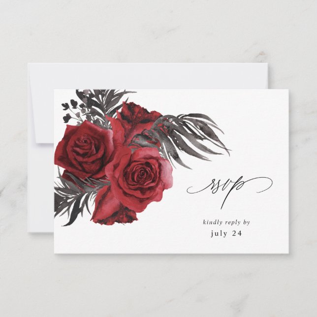 Floral roja y carne de color negro RSVP (Anverso)