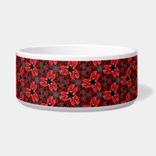 Floral roja y negra muestra cuenco cerámico