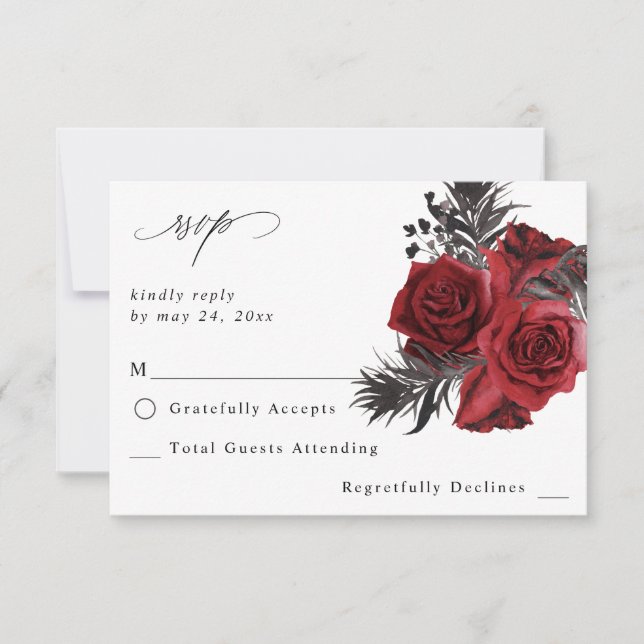 Floral roja y negra sin carne RSVP (Anverso)