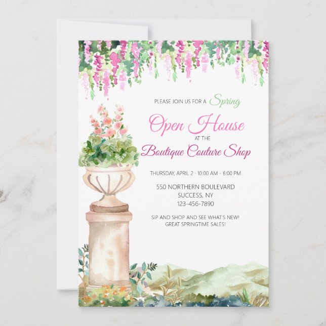 Floral romántica con invitación a urn (Anverso)